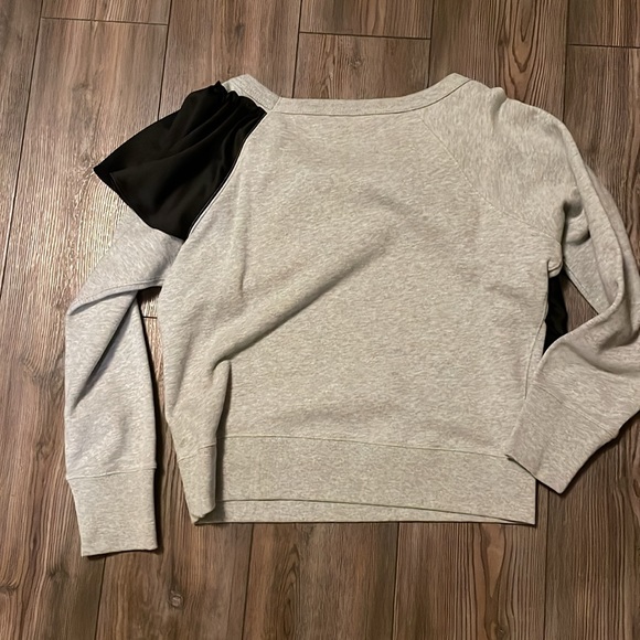 J Crew grey sweatshirt with black satin ruffle. Sz medium - Picture 5 of 5